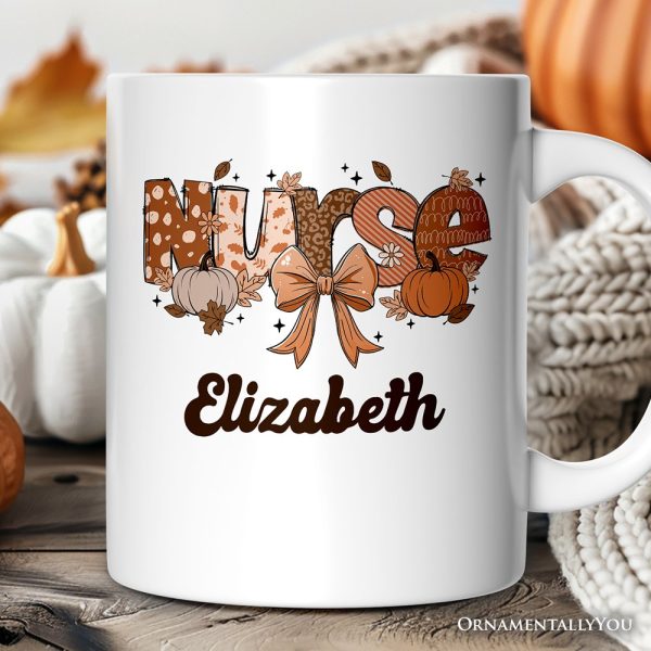 Nurse Coquette Autumn Personalized Mug, Cozy Fall Pumpkins Gift with Custom Name Nurse Coquette Autumn Personalized Mug, Cozy Fall Pumpkins Gift with Custom Name