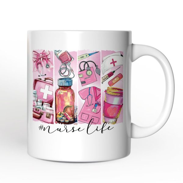 Nurse Life Personalized Mug, Coquette Medical Worker Appreciation Gift with Custom Name Nurse Life Personalized Mug, Coquette Medical Worker Appreciation Gift with Custom Name