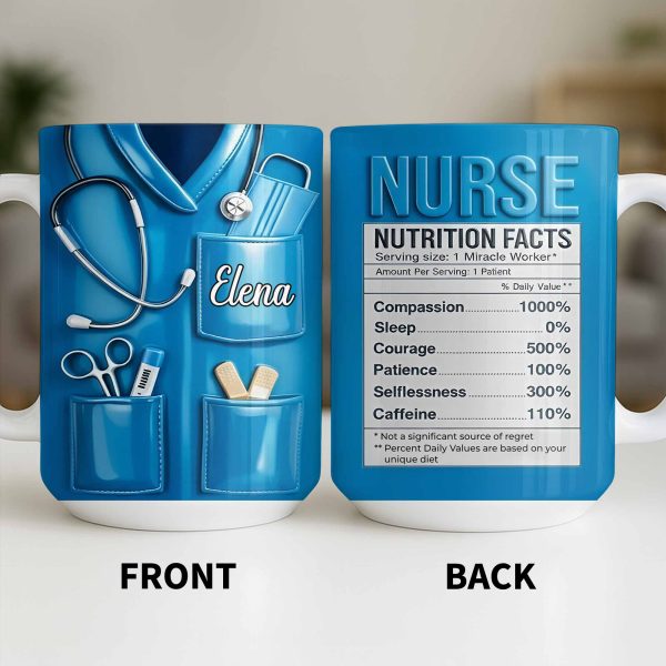 Nurse Nutrition Facts Compassion, Sleep, Courage Mug Design - Personalized Custom Coffee Mug - NUR060_MG Nurse Nutrition Facts Compassion, Sleep, Courage Mug Design - Personalized Custom Coffee Mug - NUR060_MG