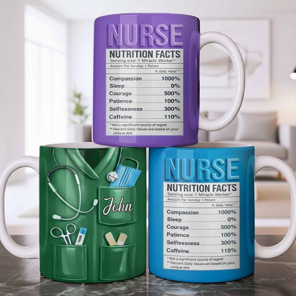 Nurse Nutrition Facts Compassion, Sleep, Courage Mug Design - Personalized Custom Coffee Mug - NUR060_MG Nurse Nutrition Facts Compassion, Sleep, Courage Mug Design - Personalized Custom Coffee Mug - NUR060_MG