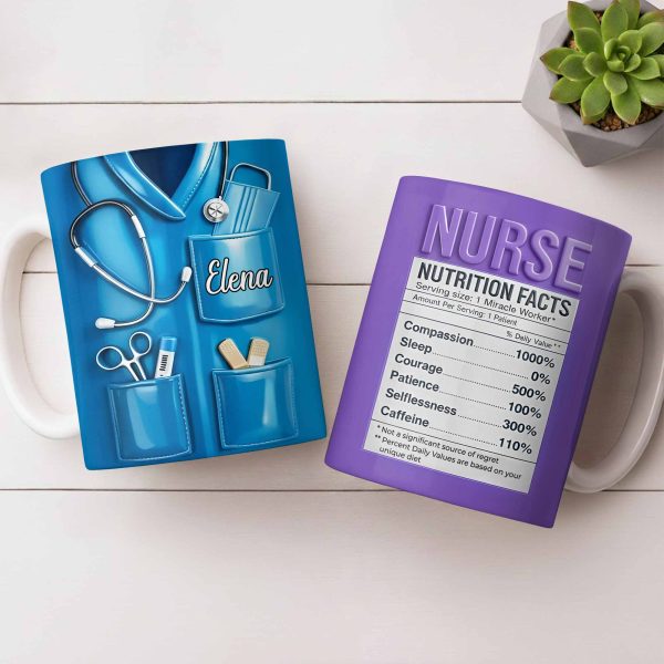 Nurse Nutrition Facts Compassion, Sleep, Courage Mug Design - Personalized Custom Coffee Mug - NUR060_MG Nurse Nutrition Facts Compassion, Sleep, Courage Mug Design - Personalized Custom Coffee Mug - NUR060_MG
