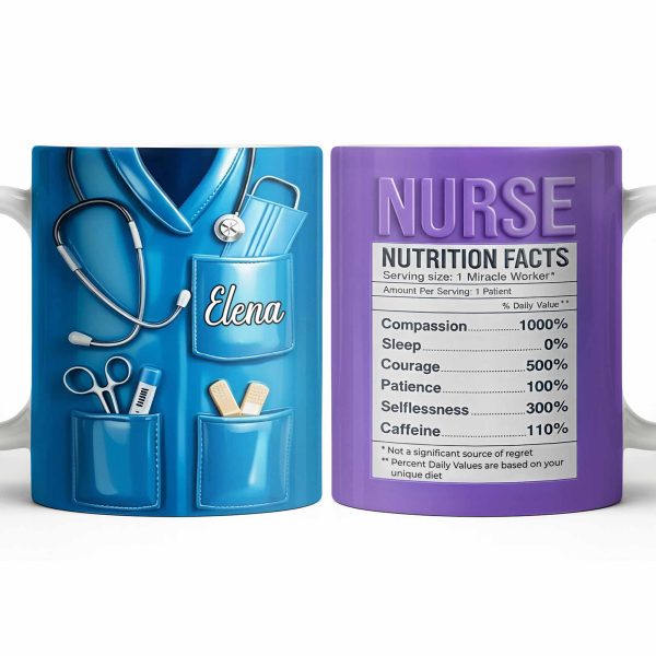 Nurse Nutrition Facts Compassion, Sleep, Courage Mug Design - Personalized Custom Coffee Mug - NUR060_MG Nurse Nutrition Facts Compassion, Sleep, Courage Mug Design - Personalized Custom Coffee Mug - NUR060_MG