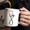 Nurse, Stethoscope and Heartbeat - Personalized Custom Coffee Mug - NUR016_MG Nurse, Stethoscope and Heartbeat - Personalized Custom Coffee Mug - NUR016_MG