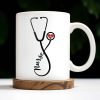 Nurse, Stethoscope and Heartbeat - Personalized Custom Coffee Mug - NUR016_MG Nurse, Stethoscope and Heartbeat - Personalized Custom Coffee Mug - NUR016_MG