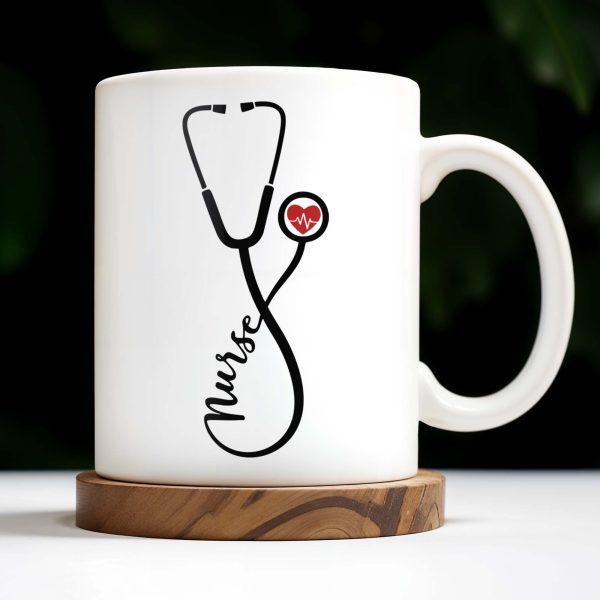 Nurse, Stethoscope and Heartbeat - Personalized Custom Coffee Mug - NUR016_MG Nurse, Stethoscope and Heartbeat - Personalized Custom Coffee Mug - NUR016_MG