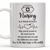 Nursing Is A Work Of Heart, Nurse Cap And Heart Rate Line - Personalized Custom Coffee Mug - DOC033_MG Nursing Is A Work Of Heart, Nurse Cap And Heart Rate Line - Personalized Custom Coffee Mug - DOC033_MG