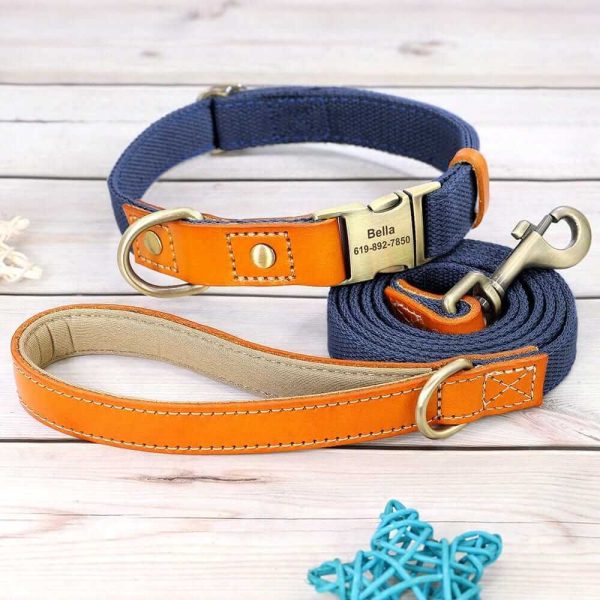 Nylon ID Dog Collar with Leash Nylon ID Dog Collar with Leash