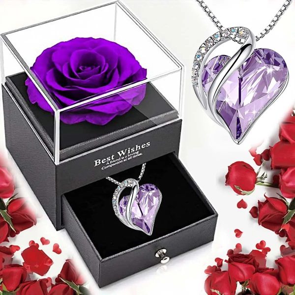 Ocean Heart Eternal Rose Necklace Gift Box for Valentine's Day and Mother's Day Ocean Heart Eternal Rose Necklace Gift Box for Valentine's Day and Mother's Day