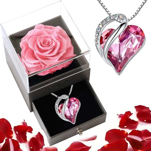 Ocean Heart Eternal Rose Necklace Gift Box for Valentine's Day and Mother's Day Ocean Heart Eternal Rose Necklace Gift Box for Valentine's Day and Mother's Day