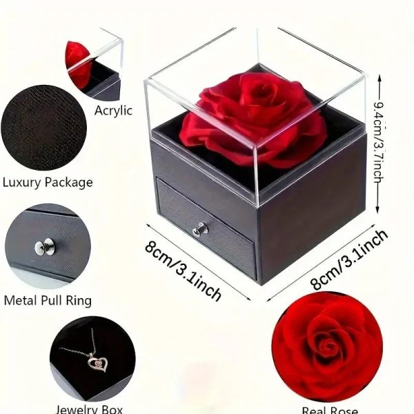 Ocean Heart Necklace with Eternal Rose Gift Box Ocean Heart Necklace with Eternal Rose Gift Box
