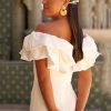 Off Shoulder Ruffled Sleeveless Maxi Dresses Off Shoulder Ruffled Sleeveless Maxi Dresses