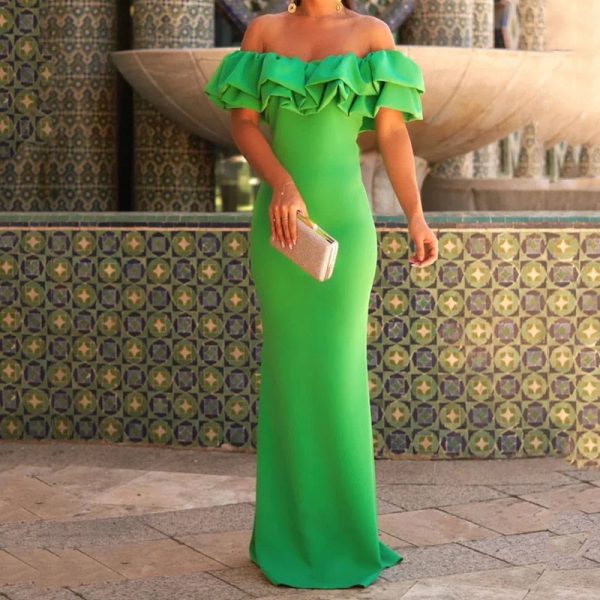 Off Shoulder Ruffled Sleeveless Maxi Dresses Off Shoulder Ruffled Sleeveless Maxi Dresses