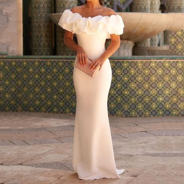 Off Shoulder Ruffled Sleeveless Maxi Dresses Off Shoulder Ruffled Sleeveless Maxi Dresses