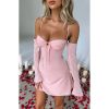 Off-shoulder Strappy Backless Tie-Up Mini Dress Off-shoulder Strappy Backless Tie-Up Mini Dress