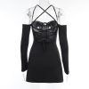 Off-shoulder Strappy Backless Tie-Up Mini Dress Off-shoulder Strappy Backless Tie-Up Mini Dress