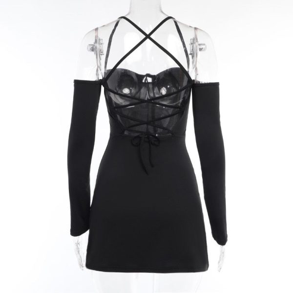 Off-shoulder Strappy Backless Tie-Up Mini Dress Off-shoulder Strappy Backless Tie-Up Mini Dress