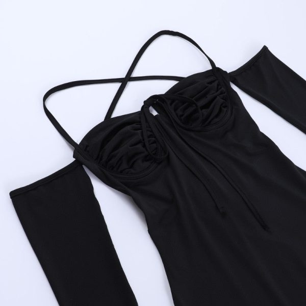 Off-shoulder Strappy Backless Tie-Up Mini Dress Off-shoulder Strappy Backless Tie-Up Mini Dress