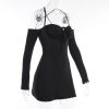 Off-shoulder Strappy Backless Tie-Up Mini Dress Off-shoulder Strappy Backless Tie-Up Mini Dress