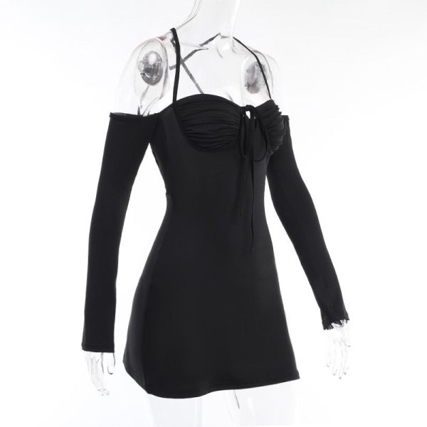 Off-shoulder Strappy Backless Tie-Up Mini Dress Off-shoulder Strappy Backless Tie-Up Mini Dress