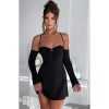 Off-shoulder Strappy Backless Tie-Up Mini Dress Off-shoulder Strappy Backless Tie-Up Mini Dress
