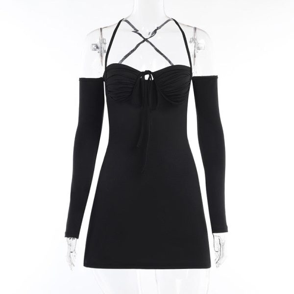 Off-shoulder Strappy Backless Tie-Up Mini Dress Off-shoulder Strappy Backless Tie-Up Mini Dress
