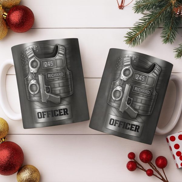 Officer, Badge, Handcuffs, And Gun - Personalized Custom Coffee Mug - OFC025_MG Officer, Badge, Handcuffs, And Gun - Personalized Custom Coffee Mug - OFC025_MG