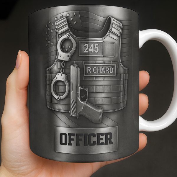 Officer, Badge, Handcuffs, And Gun - Personalized Custom Coffee Mug - OFC025_MG Officer, Badge, Handcuffs, And Gun - Personalized Custom Coffee Mug - OFC025_MG