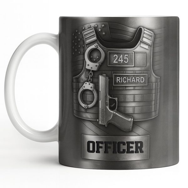Officer, Badge, Handcuffs, And Gun - Personalized Custom Coffee Mug - OFC025_MG Officer, Badge, Handcuffs, And Gun - Personalized Custom Coffee Mug - OFC025_MG