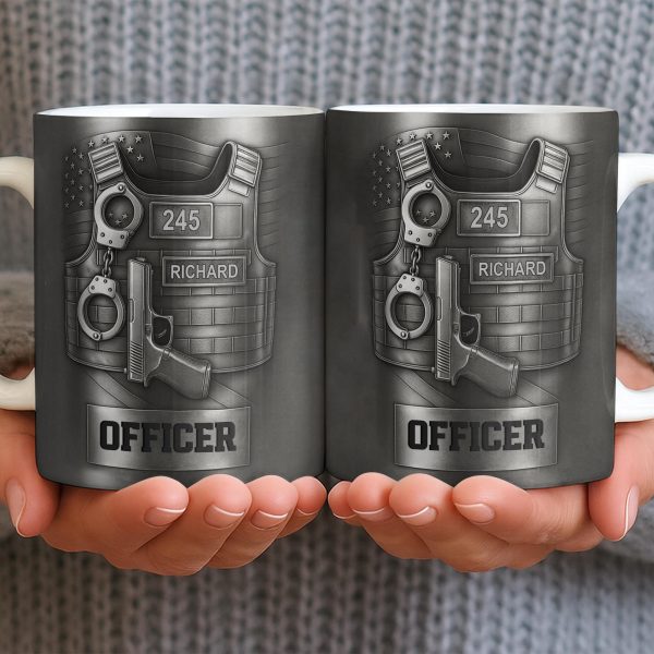 Officer, Badge, Handcuffs, And Gun - Personalized Custom Coffee Mug - OFC025_MG Officer, Badge, Handcuffs, And Gun - Personalized Custom Coffee Mug - OFC025_MG
