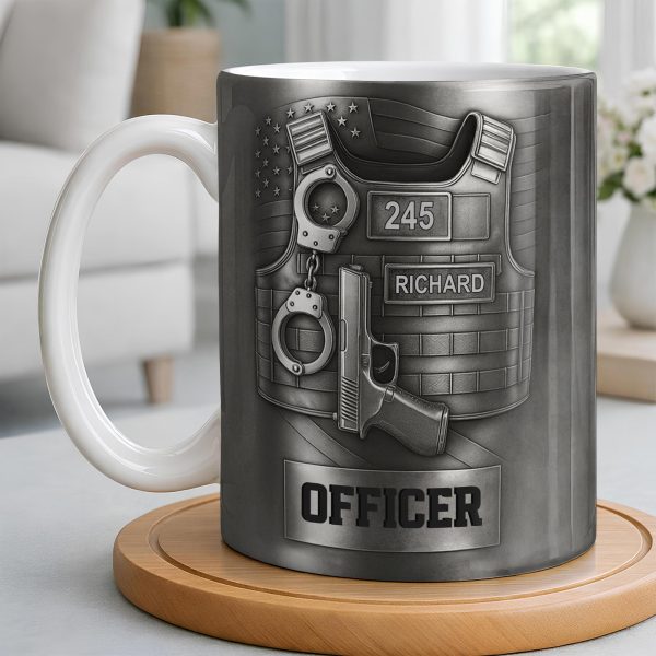 Officer, Badge, Handcuffs, And Gun - Personalized Custom Coffee Mug - OFC025_MG Officer, Badge, Handcuffs, And Gun - Personalized Custom Coffee Mug - OFC025_MG