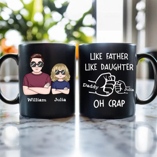 OH CRAP Fist-Bump Duo White Ceramic Mug, Custom Fist-Bump Cup, Creative Fathers Day Gift from Daughter OH CRAP Fist-Bump Duo White Ceramic Mug, Custom Fist-Bump Cup, Creative Fathers Day Gift from Daughter