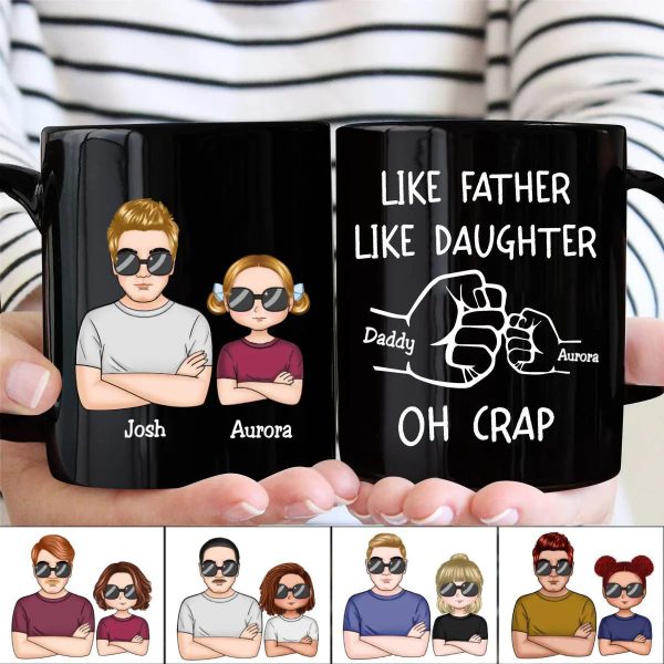 OH CRAP Fist-Bump Duo White Ceramic Mug, Custom Fist-Bump Cup, Creative Fathers Day Gift from Daughter OH CRAP Fist-Bump Duo White Ceramic Mug, Custom Fist-Bump Cup, Creative Fathers Day Gift from Daughter