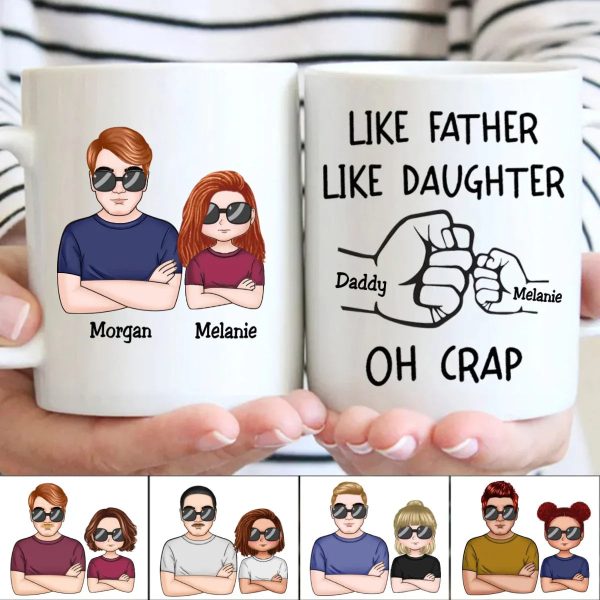 OH CRAP Fist-Bump Duo White Ceramic Mug, Custom Fist-Bump Cup, Creative Fathers Day Gift from Daughter OH CRAP Fist-Bump Duo White Ceramic Mug, Custom Fist-Bump Cup, Creative Fathers Day Gift from Daughter