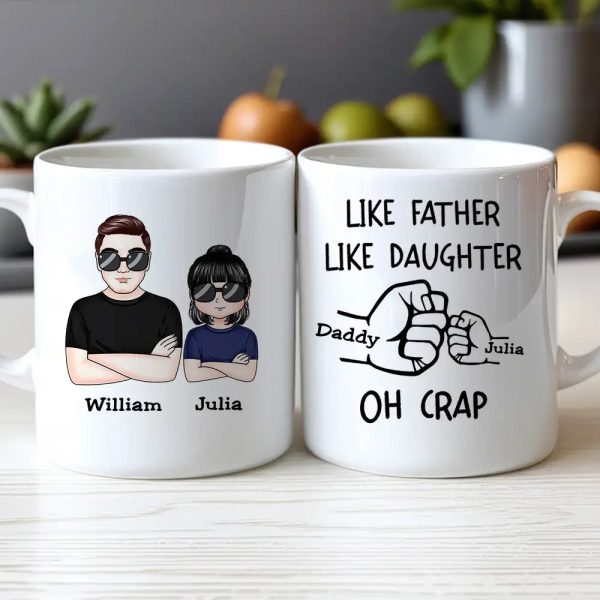 OH CRAP Fist-Bump Duo White Ceramic Mug, Custom Fist-Bump Cup, Creative Fathers Day Gift from Daughter OH CRAP Fist-Bump Duo White Ceramic Mug, Custom Fist-Bump Cup, Creative Fathers Day Gift from Daughter