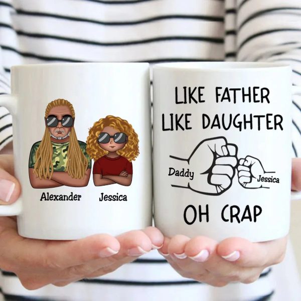 OH CRAP Fist-Bump Duo White Ceramic Mug, Custom Fist-Bump Cup, Creative Fathers Day Gift from Daughter OH CRAP Fist-Bump Duo White Ceramic Mug, Custom Fist-Bump Cup, Creative Fathers Day Gift from Daughter