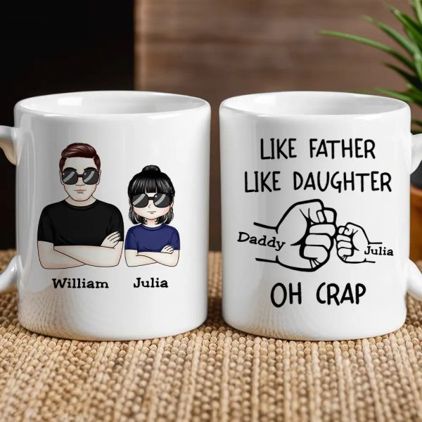 OH CRAP Fist-Bump Duo White Ceramic Mug, Custom Fist-Bump Cup, Creative Fathers Day Gift from Daughter OH CRAP Fist-Bump Duo White Ceramic Mug, Custom Fist-Bump Cup, Creative Fathers Day Gift from Daughter