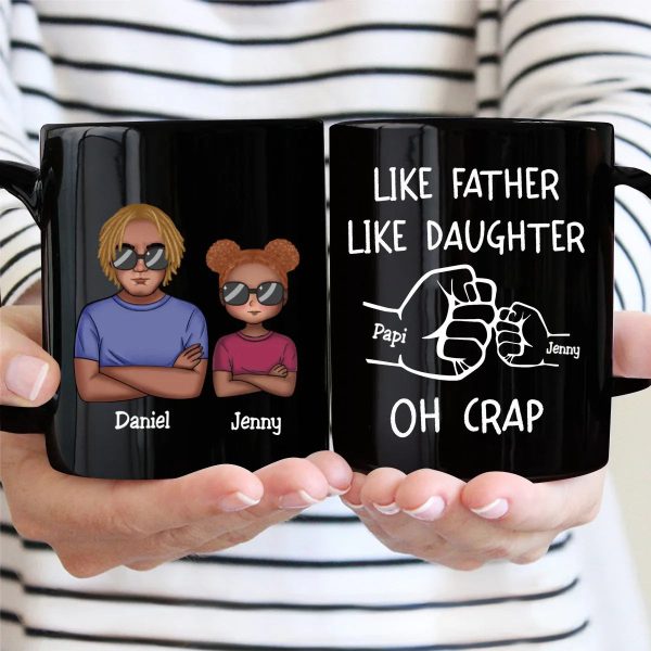 OH CRAP Fist-Bump Duo White Ceramic Mug, Custom Fist-Bump Cup, Creative Fathers Day Gift from Daughter OH CRAP Fist-Bump Duo White Ceramic Mug, Custom Fist-Bump Cup, Creative Fathers Day Gift from Daughter