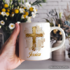 Oil Brushstroke Cross Personalized Mug, Christian Faith Jesus Easter Gift with Custom Name Oil Brushstroke Cross Personalized Mug, Christian Faith Jesus Easter Gift with Custom Name