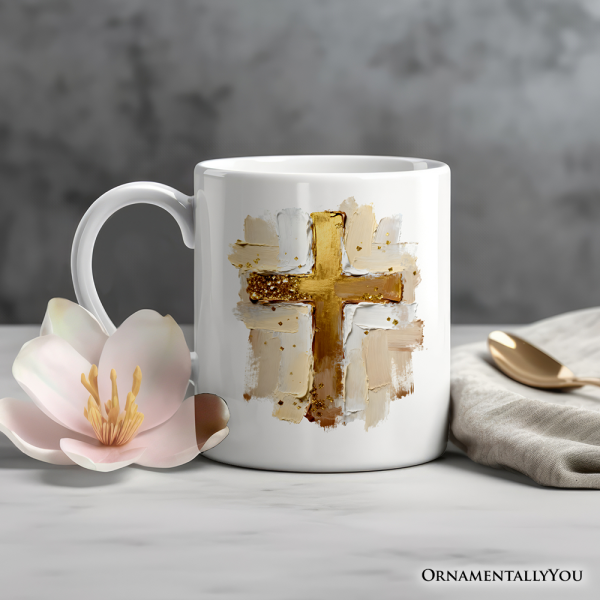 Oil Brushstroke Cross Personalized Mug, Christian Faith Jesus Easter Gift with Custom Name Oil Brushstroke Cross Personalized Mug, Christian Faith Jesus Easter Gift with Custom Name