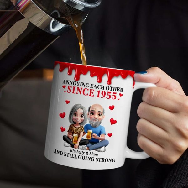 Old Couple Annoying Each Other 3D Effect - Personalized White Edge-to-Edge Mug Old Couple Annoying Each Other 3D Effect - Personalized White Edge-to-Edge Mug
