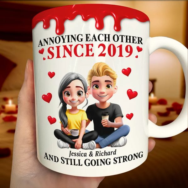 Old Couple Annoying Each Other 3D Effect - Personalized White Edge-to-Edge Mug Old Couple Annoying Each Other 3D Effect - Personalized White Edge-to-Edge Mug