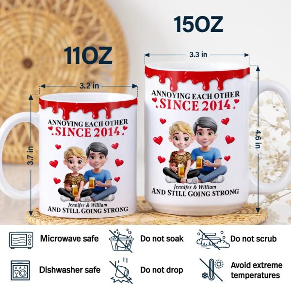 Old Couple Annoying Each Other 3D Effect - Personalized White Edge-to-Edge Mug Old Couple Annoying Each Other 3D Effect - Personalized White Edge-to-Edge Mug