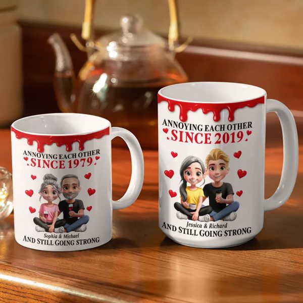 Old Couple Annoying Each Other 3D Effect - Personalized White Edge-to-Edge Mug Old Couple Annoying Each Other 3D Effect - Personalized White Edge-to-Edge Mug
