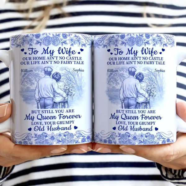 Old Couple Our Home Ain't No Castle - Personalized White Edge-to-Edge Mug Old Couple Our Home Ain't No Castle - Personalized White Edge-to-Edge Mug