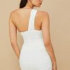 One Shoulder Cutout Ruched Bodycon Corset Mini Dress - White