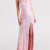 One-Shoulder Sequin High Side Slit A-line Formal Dress One-Shoulder Sequin High Side Slit A-line Formal Dress