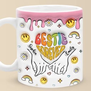 One Soul, Two Bodies - Bestie Personalized Custom 3D Inflated Effect Printed Mug - Gift For Best Friends, BFF, Sisters