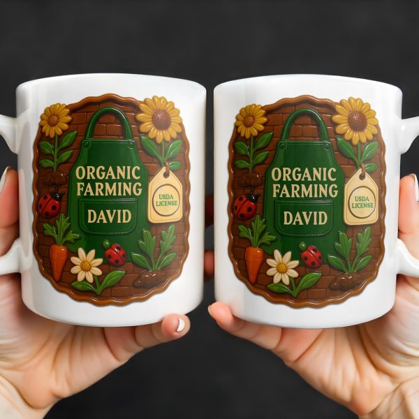 Organic Farming, Sunflower And Ladybug Design - Personalized Custom Coffee Mug - FAM383_MG Organic Farming, Sunflower And Ladybug Design - Personalized Custom Coffee Mug - FAM383_MG