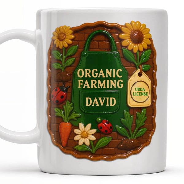 Organic Farming, Sunflower And Ladybug Design - Personalized Custom Coffee Mug - FAM383_MG Organic Farming, Sunflower And Ladybug Design - Personalized Custom Coffee Mug - FAM383_MG