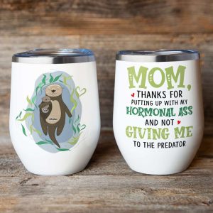 Otter Mother's Love Grows By Giving, Personalized Mom White Mug, Accent, Wine Tumbler Gift For Mom